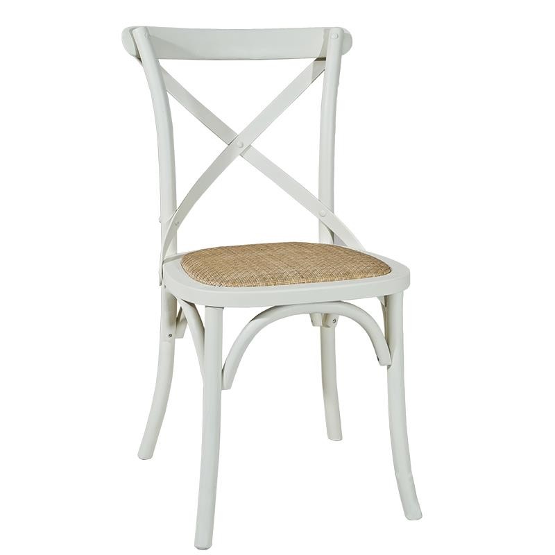 Silla respaldo cruz blanca rattan