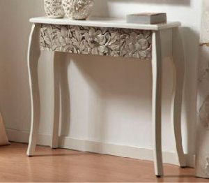 Mueble recibidor 1 cajon tallado plata