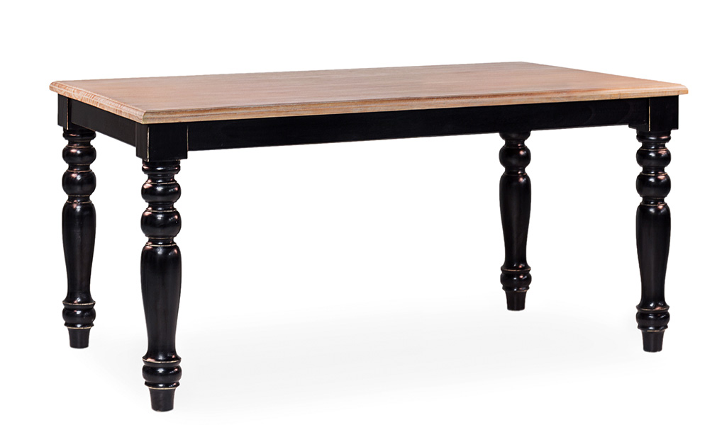 Mesa Comedor Madera Maciza Bicolor Patas Negras Provenzal Siena