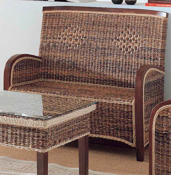 Sofa 2 plazas rattan nogal