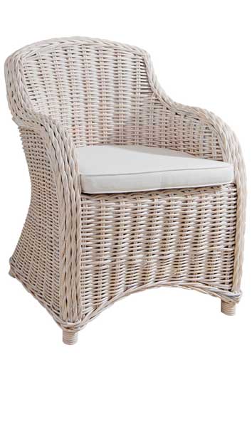 Sillon rustico rattan blanco glaseado