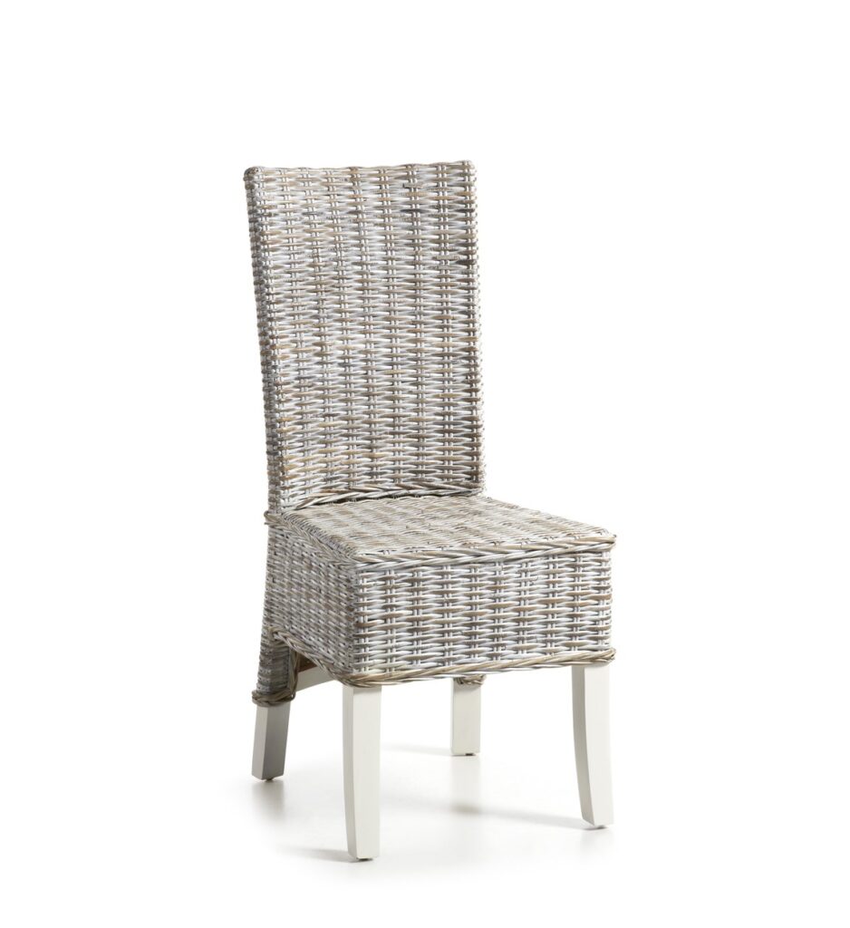 Silla rattan blanca rustica