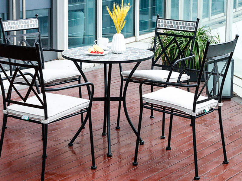 Conjunto para terraza de aluminio mesa redonda y 4 sillones Malmo Anracita