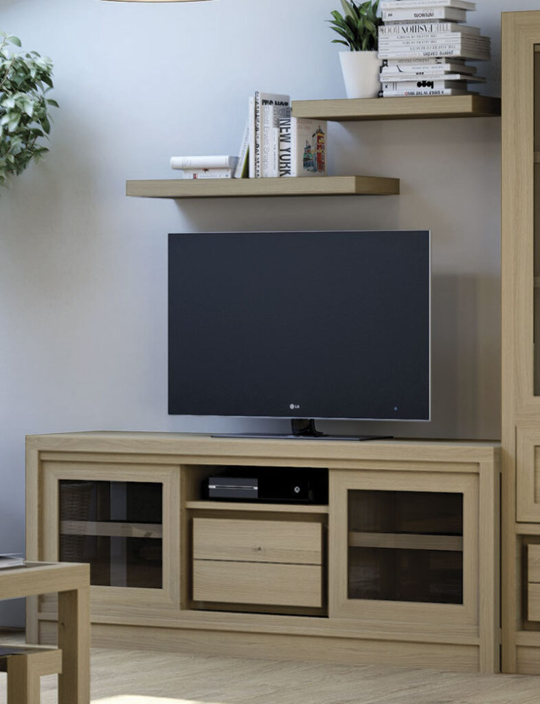 Mueble TV y Estantes Roble