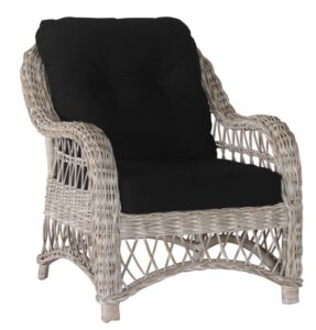 Sillon rattan blanco decape con cojin