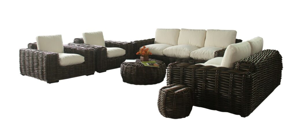 Conjunto sofas rattan con cojines