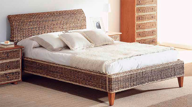 Cama dormitorio rattan abaca 3 tamaños