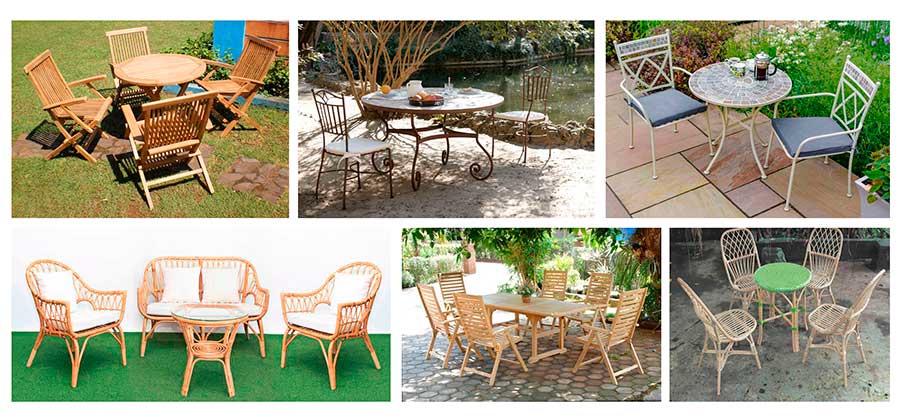 Conjuntos mesas sillas terraza jardin