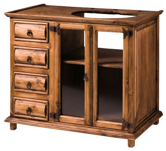 Mueble lavamanos rustico puertas cajones