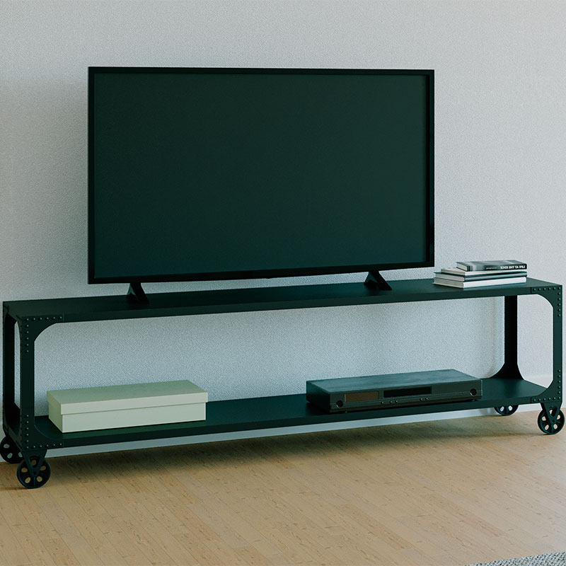 Mueble tv estilo industrial con ruedas