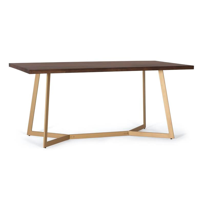 Mesa comedor industrial actual madera metal oro