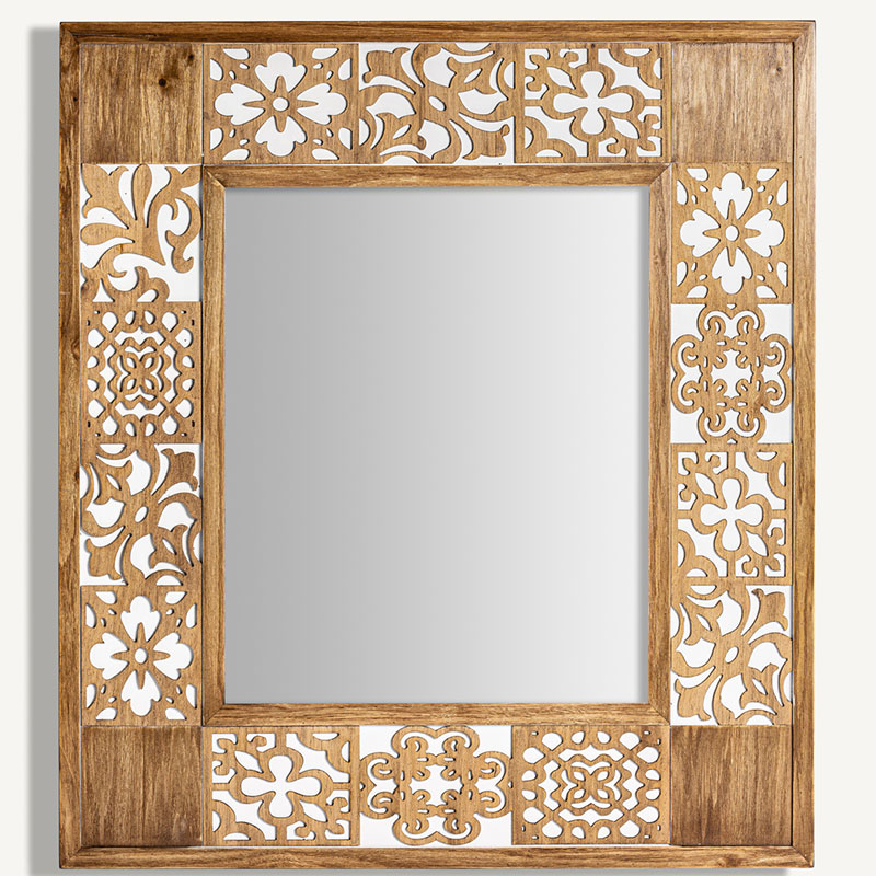 Espejo marco decorado en marqueteria flora