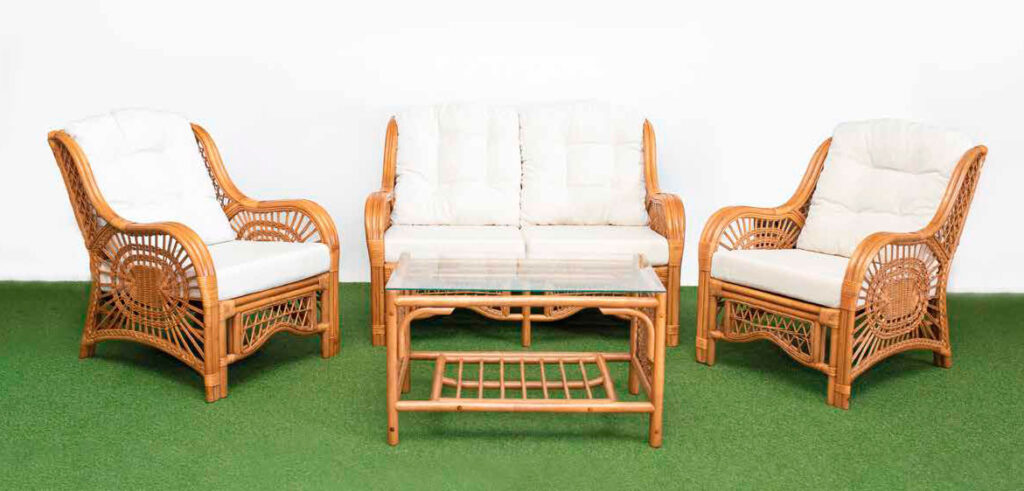 Juego rattan para interior con cojines