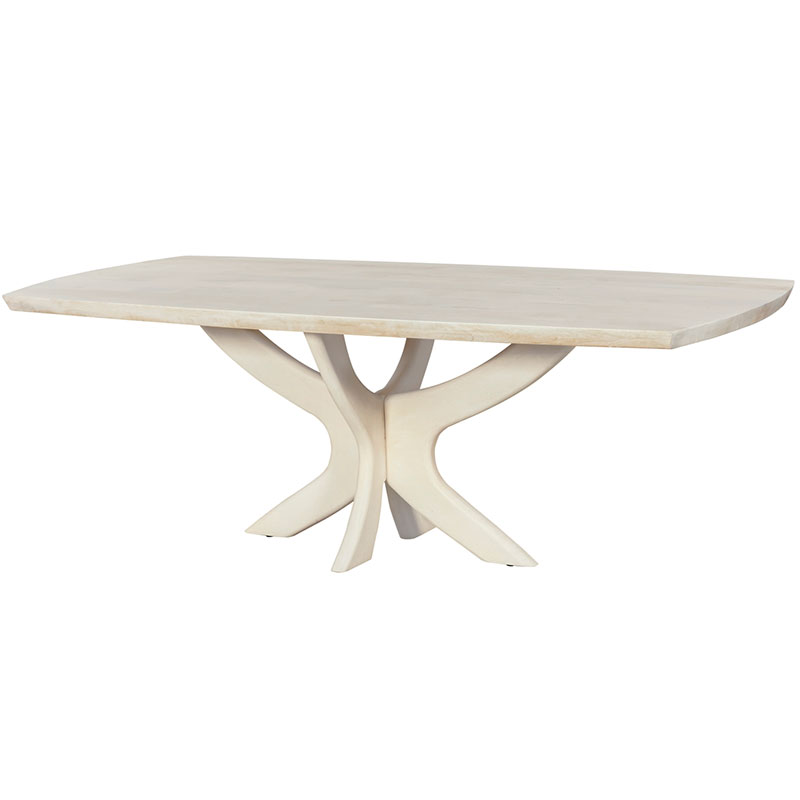 Mesa comedor madera acacia blanca desgastada