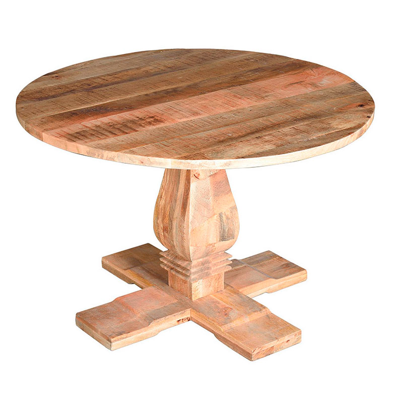 Mesa comedor redonda madera natural rustica