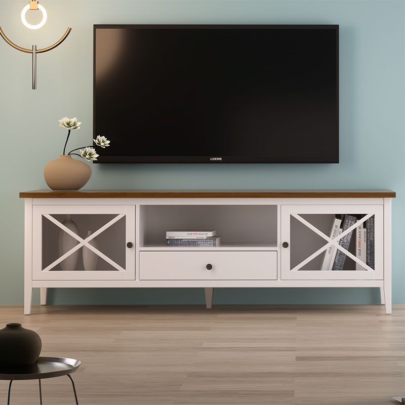 Mueble television blanco madera provenzal