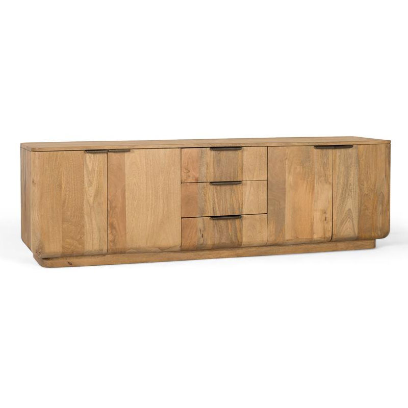 Aparador madera maciza natural mango 4 puertas 3 cajones