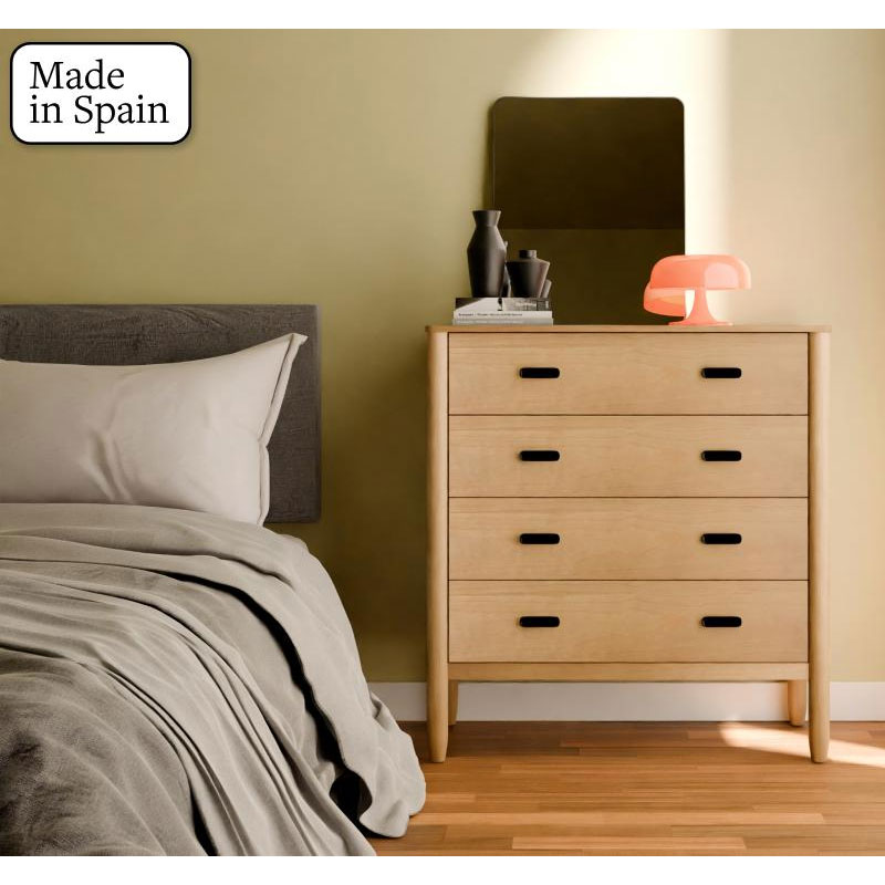Comoda dormitorio madera natural 4 cajones