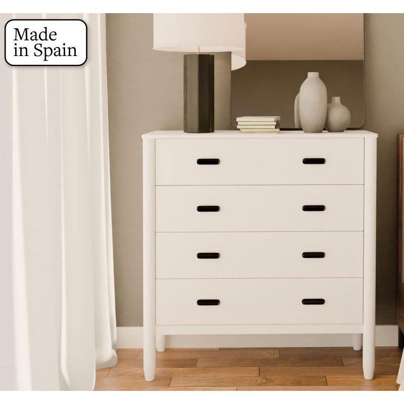 Comoda madera color blanco 4 cajones
