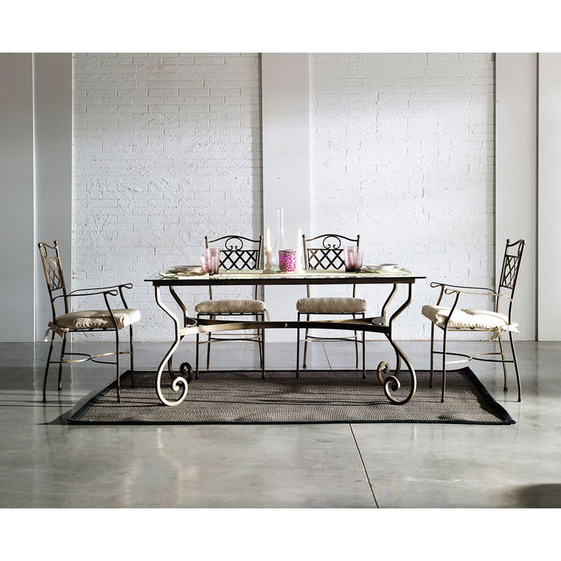 Mesa comedor acero y cristal rectangular