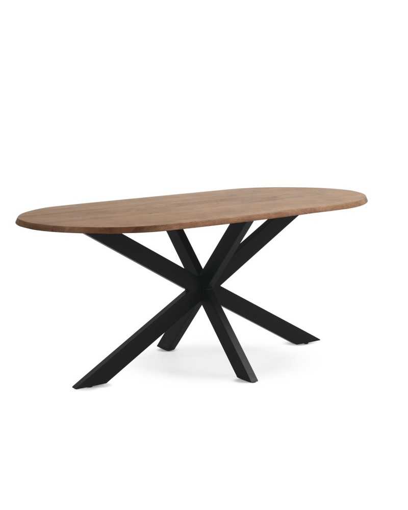 Mesa comedor estilo industrial madera y acero negro