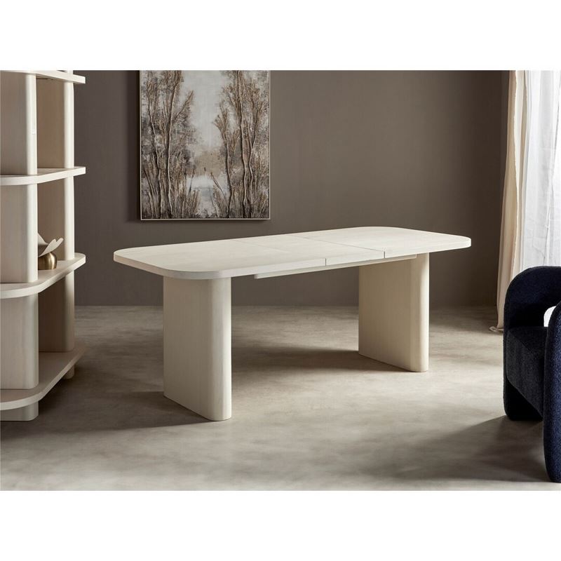 Mesa comedor moderna extensible en blanco crema