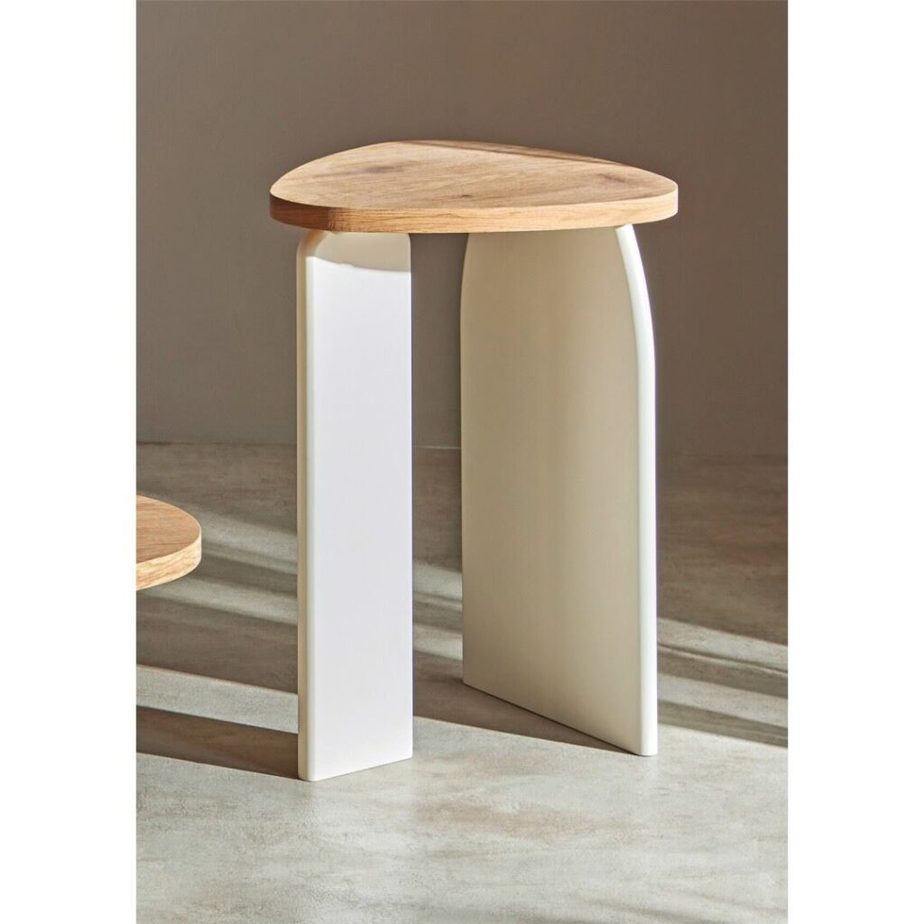 Mesa rincon auxiliar bicolor madera y blanco