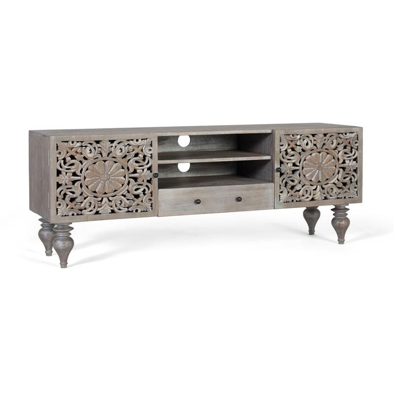 Mueble bajo television diseño oriental 2 puertas 1 cajon