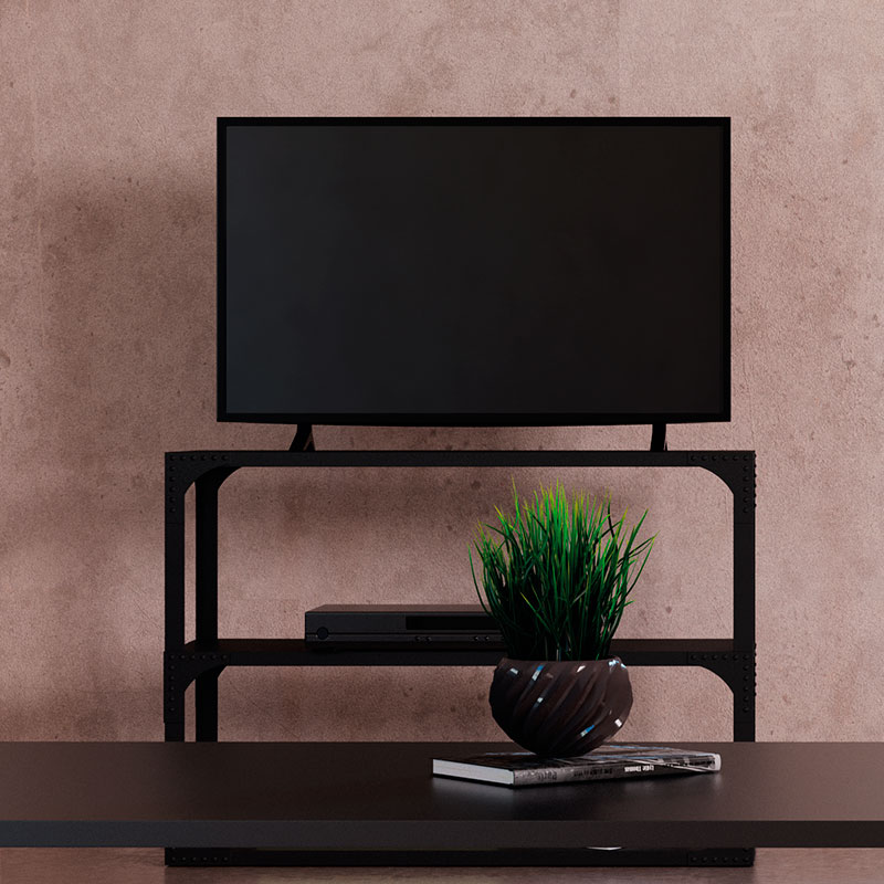 Mueble bajo television estilo industrial forja acero