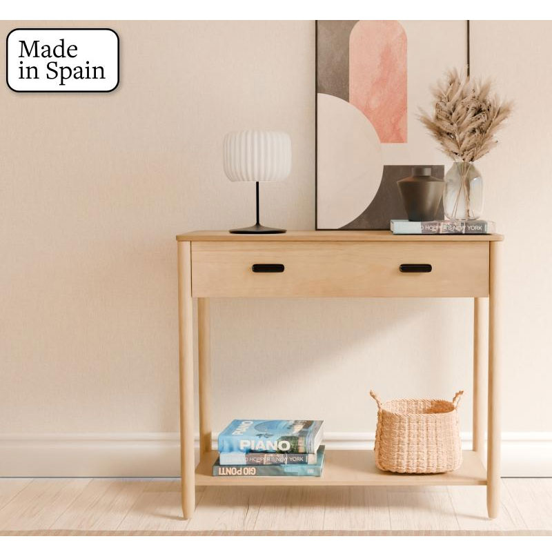 Mueble entrada 1 cajon madera acabado roble