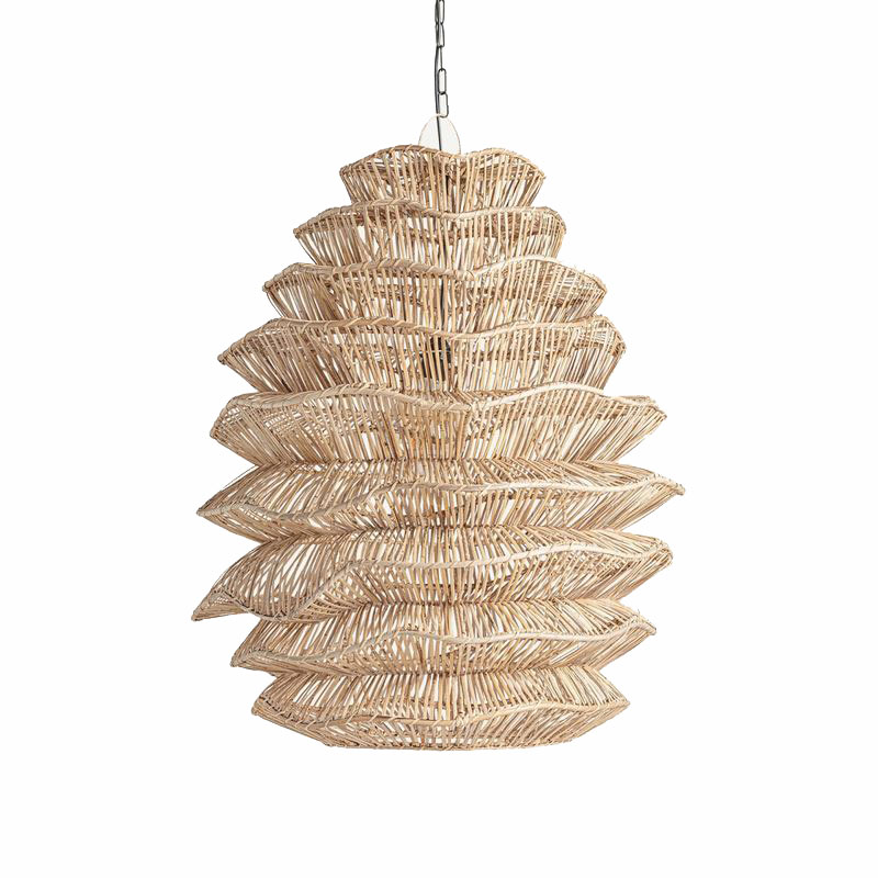 Lampara colgante rejilla de rattan y medula
