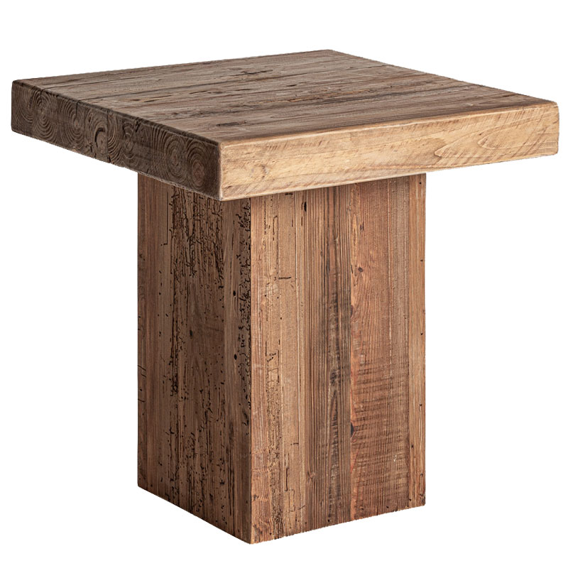 Mesa cuadrada auxiliar madera maciza rustica reciclada