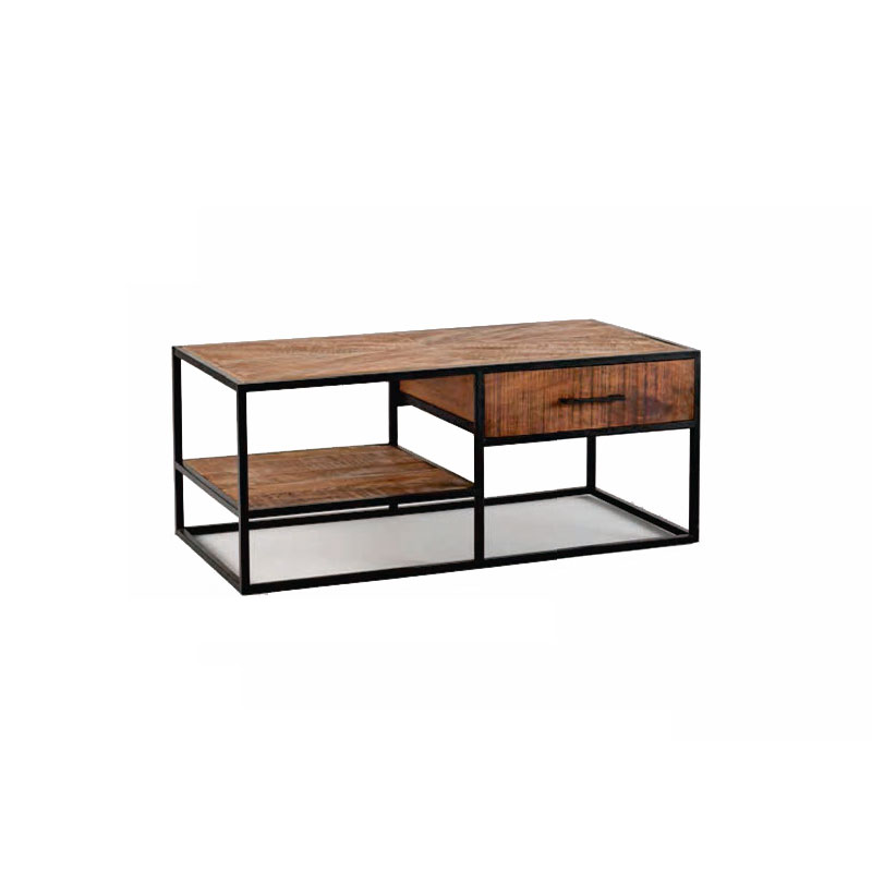 Mesa de centro estilo industrial 1 cajon madera acero