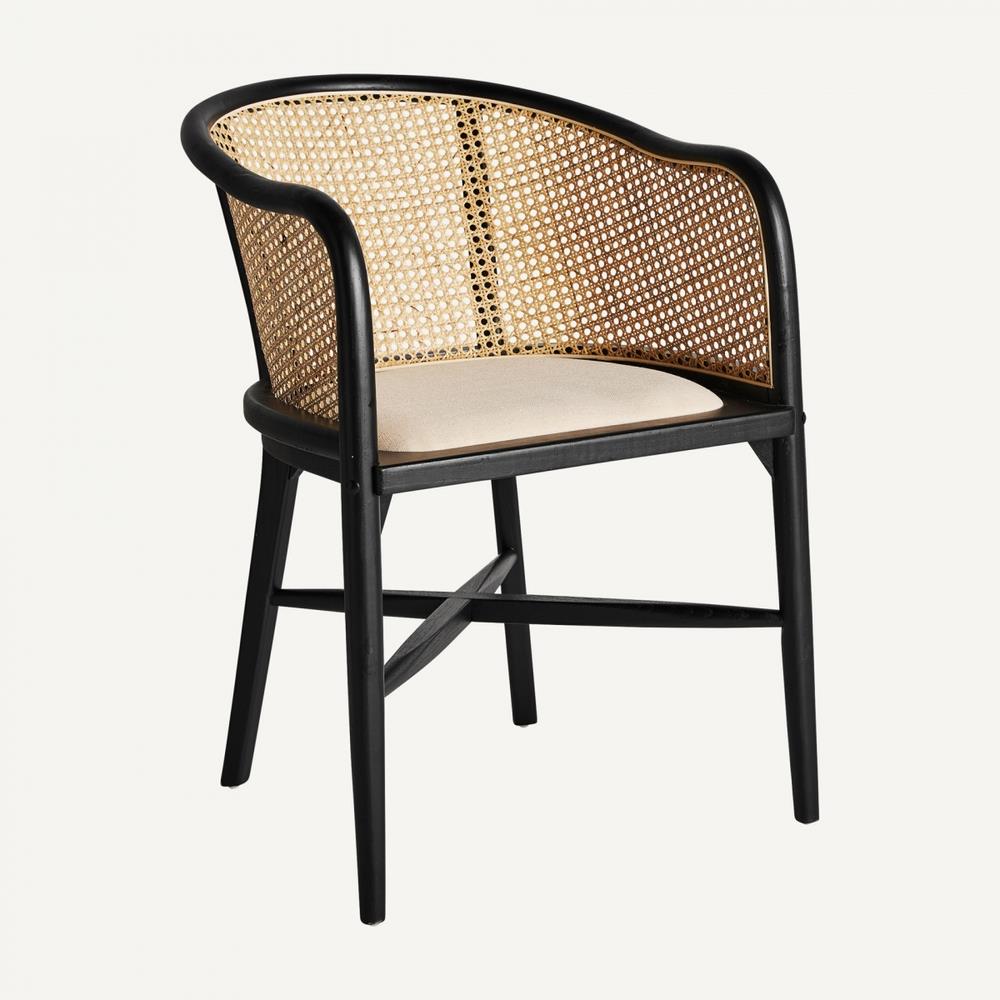Sillon clasico rejilla madera con asiento tapizado