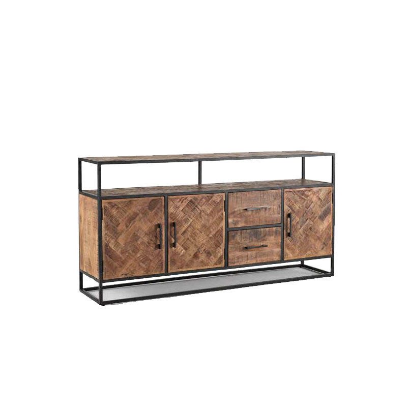 Aparador industrial madera metal 3 puertas 2 cajones