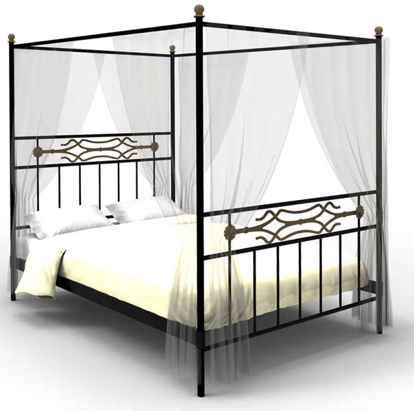 Cama con dosel en forja diseño clasico