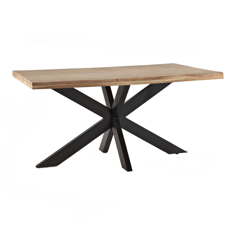 Mesa comedor industrial 2 tamaños acero y madera maciza