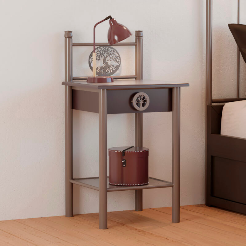 Mesita noche dormitorio en forja madera Iris