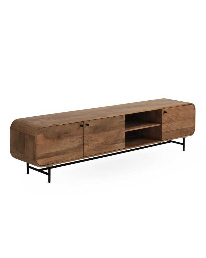 Mueble Bajo TV en Madera y Metal Diseño Redondeado