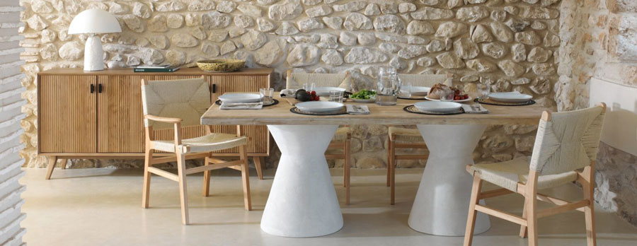 Salón comedor diseño rustico actual