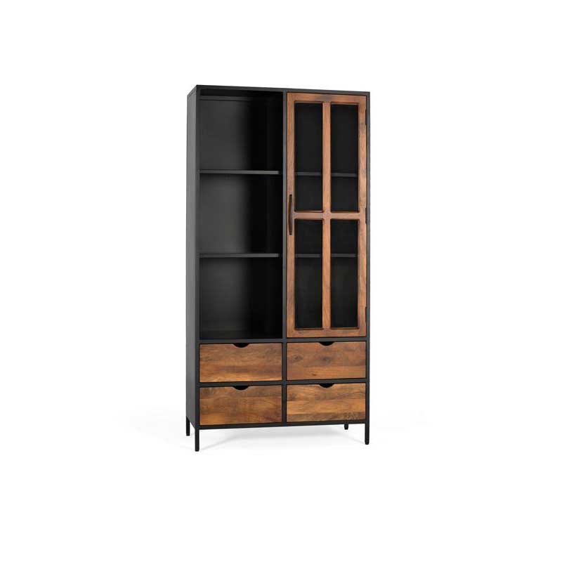 Alacena Estanteria Industrial Madera y Acero Negro