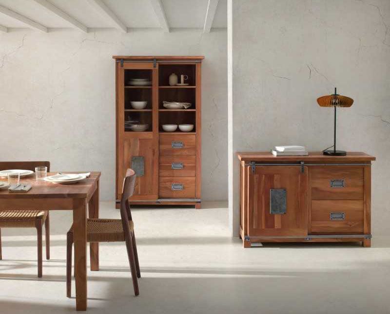 Salón Comedor Vitrina y Aparador Rustico