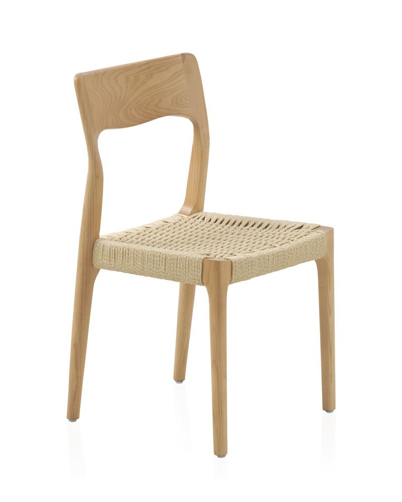 Silla Comedor Actual Madera Fresno Asiento Cuerda