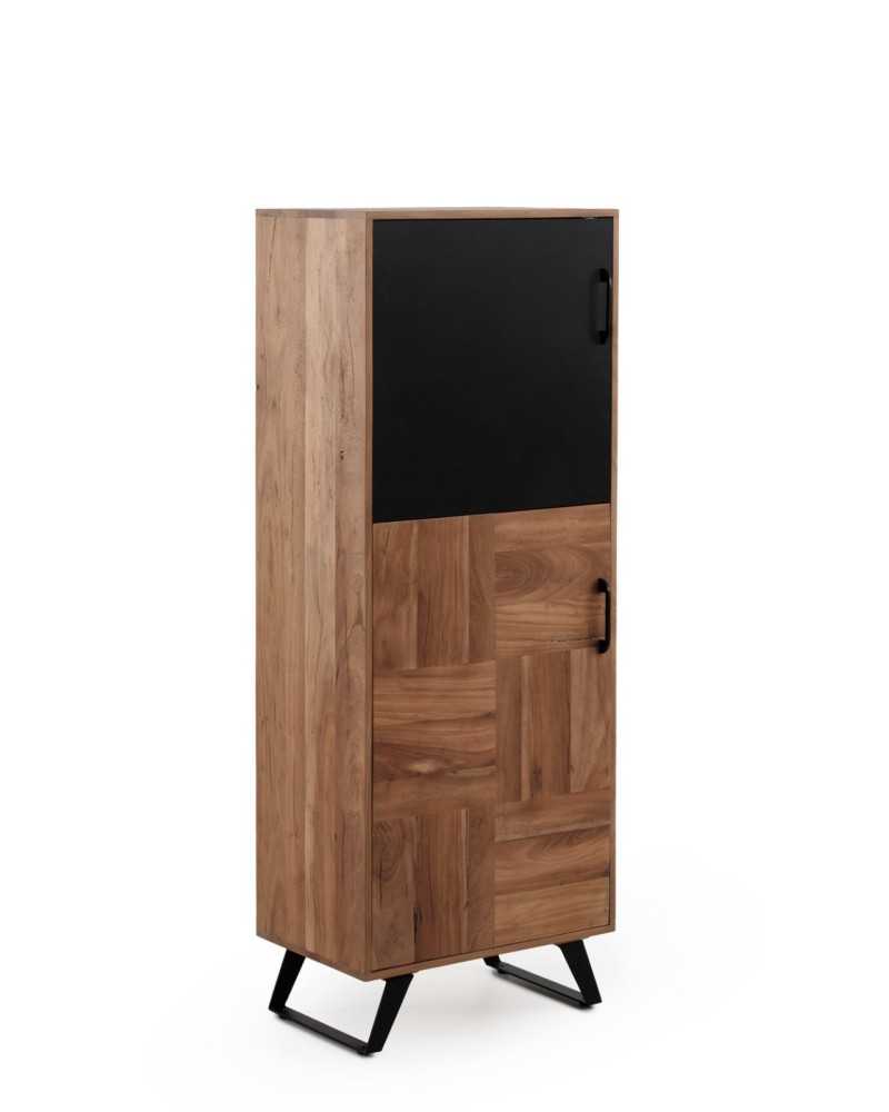 Armario vitrina salón madera acero industrial