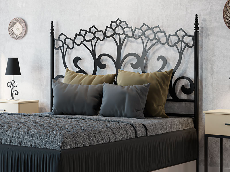 Cabezal diseño floral acero forja