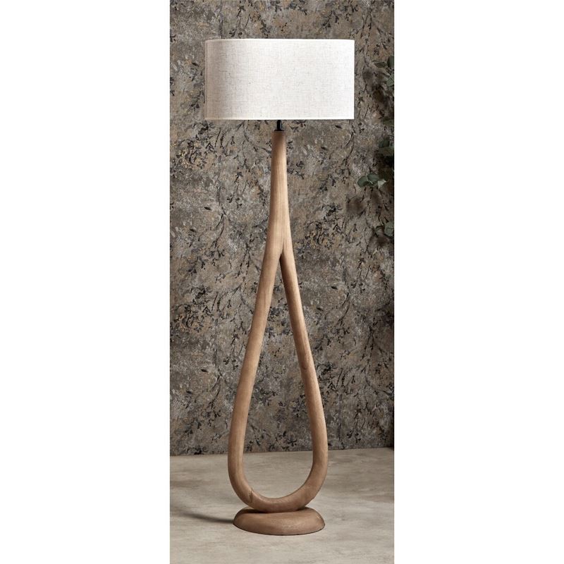 Lampara madera color toffe y pantalla rafia