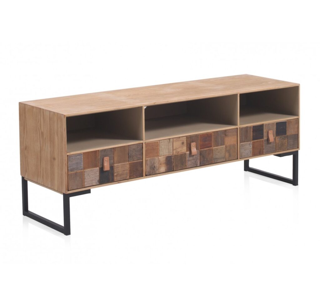 Mueble TV 3 cajones 3 estantes estilo rustico actual