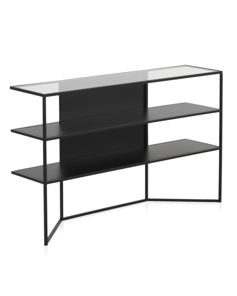 Mueble entrada forja y cristal moderna