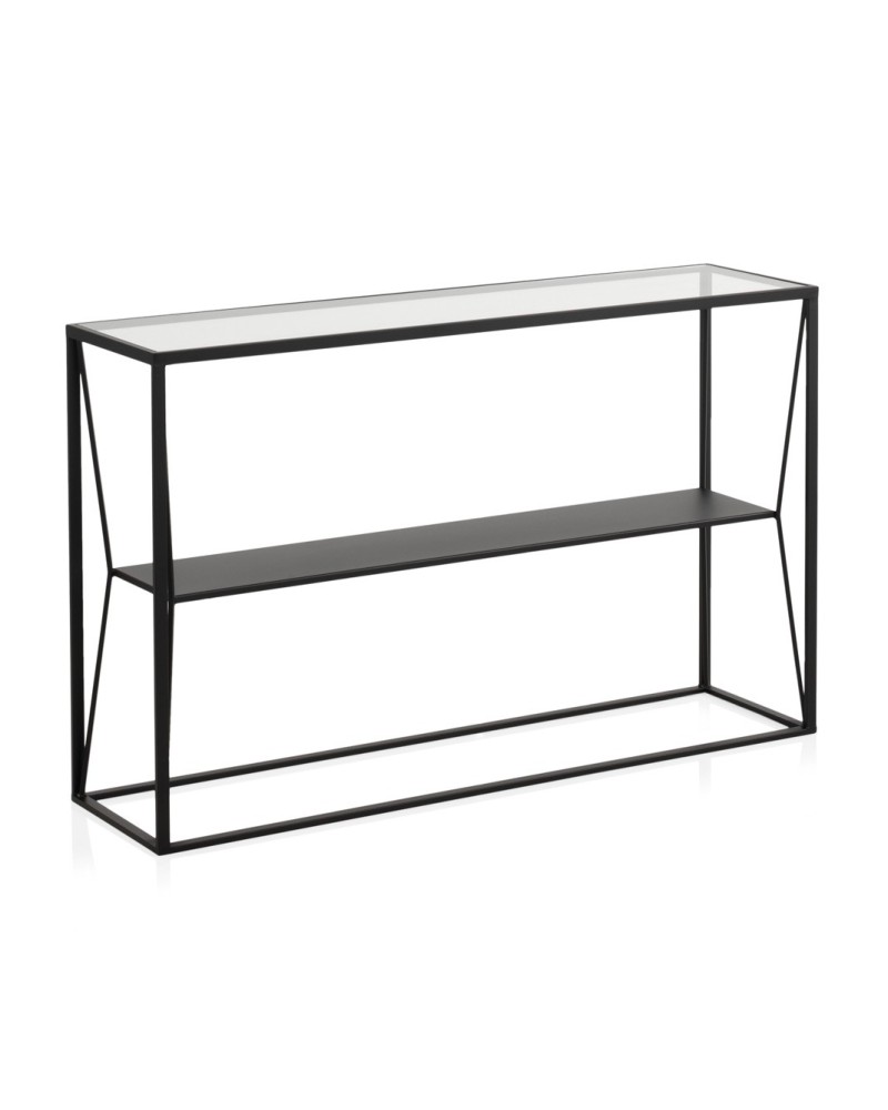 Mueble recibidor diseño actual en forja y cristal