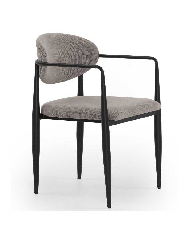 Sillon para comedor tapizado y acero negro